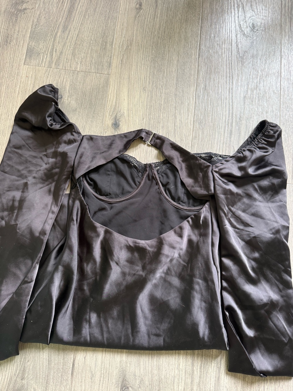 Princess Polly Black Satin Mini Dress with Sweetheart Bust - Picture 2 of 4